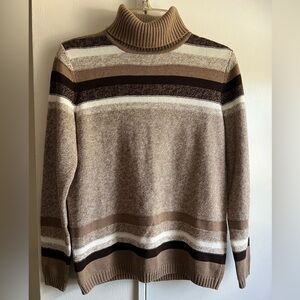Karen Scott Women's Brown Striped Turtleneck Sweater
